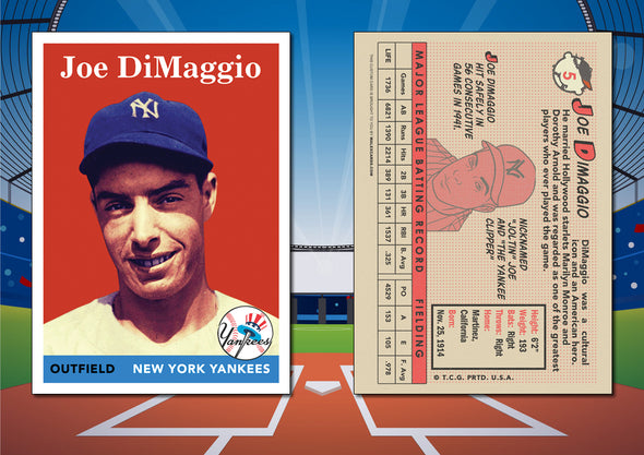 1958 Topps Style JOE DIMAGGIO Custom Baseball Card