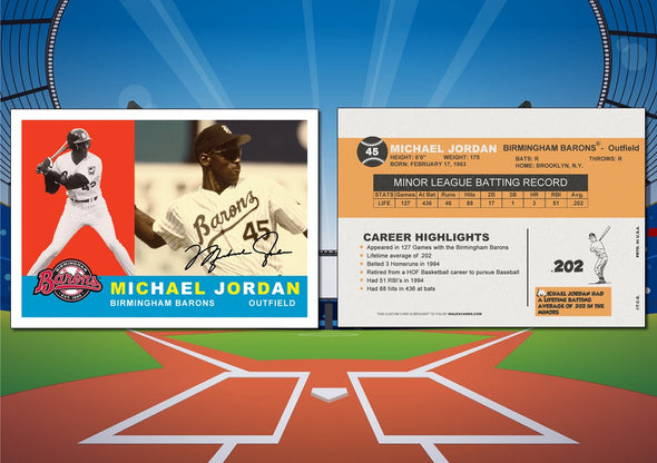 1960 Topps Style MICHAEL JORDAN Custom Minor League Baseball Card