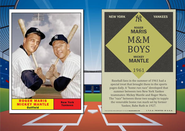 1961 Topps Style MANTLE MARIS Custom Baseball Card