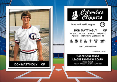 1982 TCMA Style DON MATTINGLY Custom Minor League Baseball Card