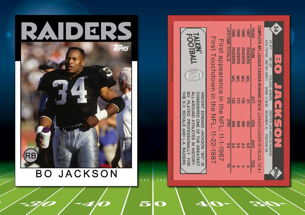 1986 Topps Style BO JACKSON Custom Football Card