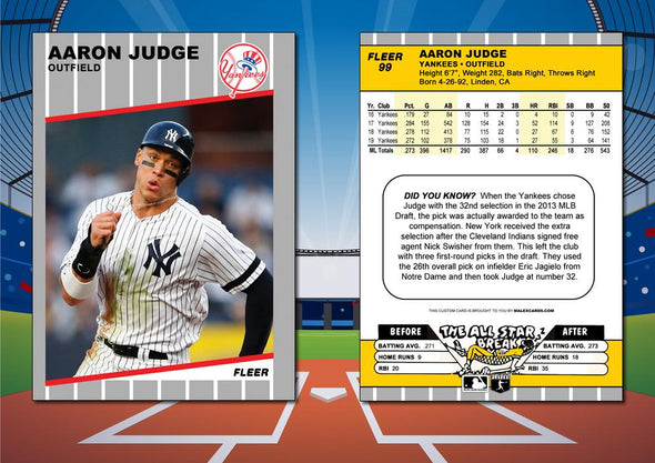 1989 Fleer Style AARON JUDGE Custom Baseball Card