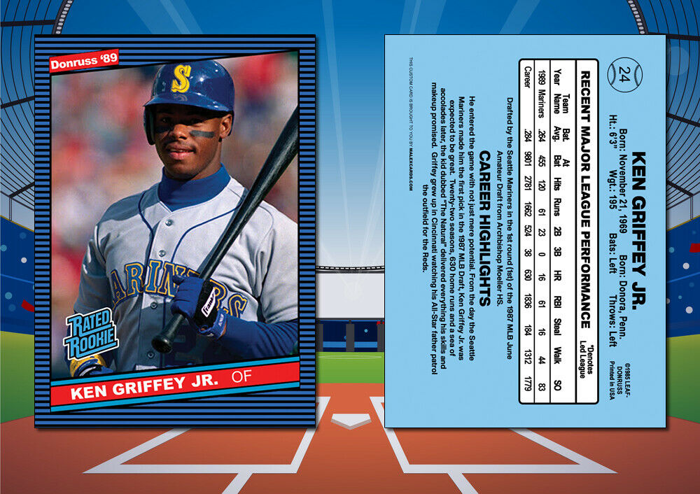 KEN GRIFFEY JR. 3-Card Lot Custom Baseball Cards – Malex Custom Cards